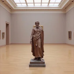 1 9 7 0 s vintage scanned color photo of a henry moore, michelangelo rusty bronze figure sculpture in the middle of an empty museum room, image by werner herzog, tarkovsky