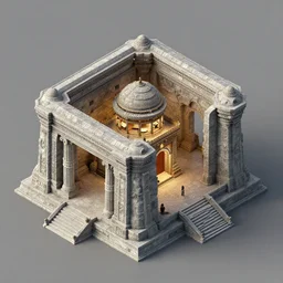 isometric render of an underground temple