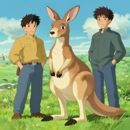 official digital painting artwork of a kangaroo character by don bluth, ross tran and studio ghibli.