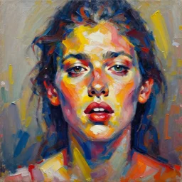 Do You Know De Wae Acrylic Paint, Dried Acrylic Paint, Dynamic Palette Knife Oil Paintings, Vibrant Palette Knife Portraits Radiate Raw Emotions, Full Of Expressions, Palette Knife Paintings by Francoise Nielly