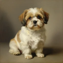 painting of cute dog, full size, in style of peter paul rubens hundertwasser, photorealistic