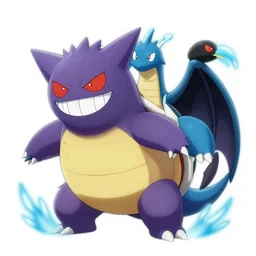 a mixture between gengar and blastoise, ghost turtle pokemon hybrid, water and darkness