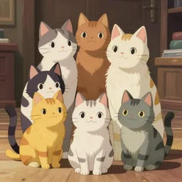 cats created by cartoonist Hayao Miyazaki , trending on Artstation