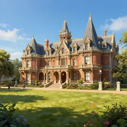 a grand victorian parade ground, blue sky, sunny, detailed, volumetric, cinematic lighting, realistic, digital art by greg rukowski