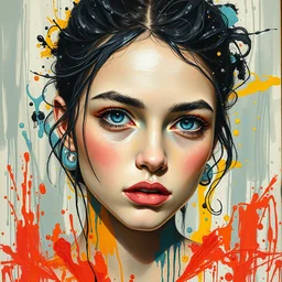 acrylic brush strokes portrait award winning painting, oil splashes of droplets, artwork by chiara bautista and beksinski and norman rockwell and greg rutkowski, tom bagshaw weta studio, and lucasfilm