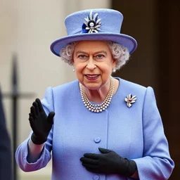 professional photo of queen elizabeth with 🪠 in hand