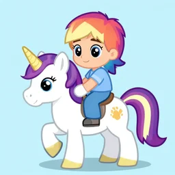 Cartoon Logan Paul riding a unicorn. My Little Pony.