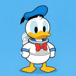 chibi Donald Duck wearing a space suit
