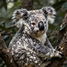 a koala with fur colored like a panda