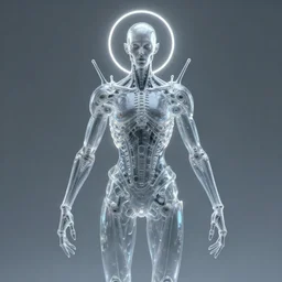 symmetrical artwork. biomechanical lich with transparent skin made of glass, artgerm, wlop, halo, octane render, peter mohrbacher, artstation