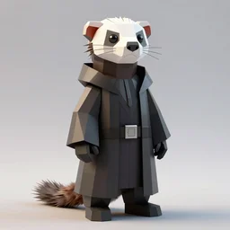 A ferret wearing Sith robes, Low poly