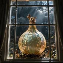 glass window, onion ascending to godhood