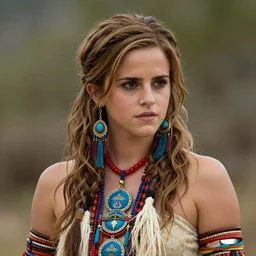 Photo of Native Indian woman Emma Watson, portrait, skilled exotic dancer, realistic, detailed, Emma Watson, photorealism, Sony A7R