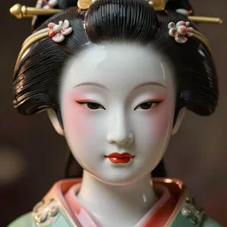 hyper realistic photo portrait android porcelain doll face geisha cinematic, artstation, cgsociety, greg rutkowski, james gurney, mignola, craig mullins, brom, ghibli