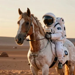 astronaut horse, horse suit, outer space, mars, golden hour, sharp focus, digital art, hyper - realistic, 4 k, highly detailed, hd, dramatic lighting by brom