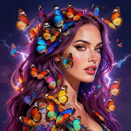 colorful butterflies build a portrait of megan fox, intricate, vibrant colors, glowing light, ambient lightning, digital painting, highly detailed, ray tracing, artstation, concept art, smooth, sharp focus, illustration, art by artgerm and greg rutkowski and alphonse mucha, 8 k