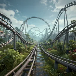 unreal engine, roller coaster, liminal space