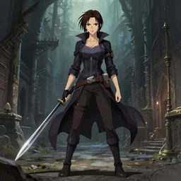 a full body portrait of a kate bekinsale as dnd thief, female, tomboy, finely detailed features, perfect art, at an ancient city, gapmoe yandere grimdark, trending on pixiv fanbox, painted by greg rutkowski makoto shinkai takashi takeuchi studio ghibli, akihiko yoshida