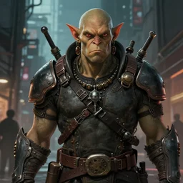 a portrait of a ruggedly handsome dieselpunk orc with humanlike features in a city, key visual, ambient lighting, highly detailed, digital painting, artstation, concept art, sharp focus, by makoto shinkai and akihiko yoshida and hidari and wlop