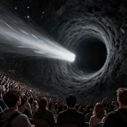 black hole sucking in, arcain style, ultra detailed, concept art, crowd, people watching