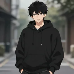 anime black hoodie man anime