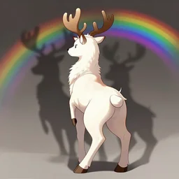 Reindeer made out of shadows, rainbow, fursona, furry, back, male furry anthro,