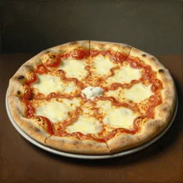 Dutch still life from the 1600s, old oil painting: Neapolitan Pizza Margherita