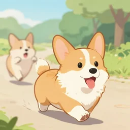 people running away screaming scared for their life from a cute derpy corgi with the tongue out