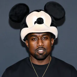 kanye west wearing a mickey mouse hat