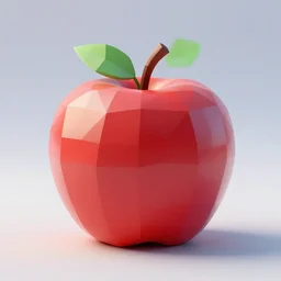 low poly Apple, 3d Render, detailed