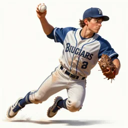 a young baseball player is flying a baseball, male, gorgeous, detailed face, amazing, thighs, the feeling of summer, muscular, intricate, highly detailed, digital painting, artstation, concept art, sharp focus, illustration, art by greg rutkowski and alphonse mucha