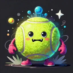 a tennis ball monster ,tennis ball, colorful, dragon ball z, digital art, chalk, fantasy, magic, trending on artstation, ultra detailed, professional illustration by Basil Gogos