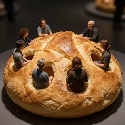 people stuck in the holes of a giant crumpet, ricardo bofill anka zhuravleva, dramatic lighting, top shot, uhd 8 k, shallow depth of field
