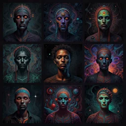 Evocative dark psychedelic digital art collage by Musa Esrtungkoro
