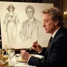 michael douglas eating dinner, character sheet, character design, contrast, deep focus, turnaround, highly detailed, dramatic lighting, digital painting, artstation, concept art, matte, sharp focus, illustration, elegant, art by artgerm and greg f and alphonse mucha.