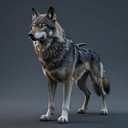 3d render of detective canis lupus wolf in cyberpunk 2077