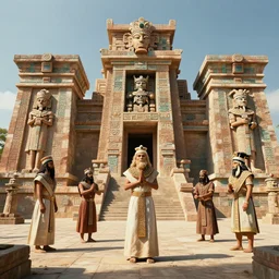 3 d render of aztec temples and priests resurrecting the gods, cutscene, concept art, highly detailed, unreal engine, 4 k,
