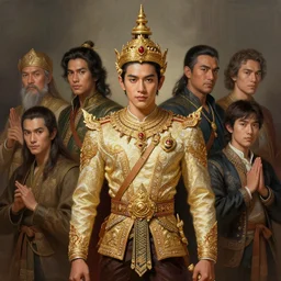 jesdaporn pholdee dressed as king ramkhamhaeng, intricate, highly detailed, centered, digital painting, artstation, concept art, smooth, sharp focus, illustration, artgerm, tomasz alen kopera, peter mohrbacher, donato giancola, joseph christian leyendecker, wlop, boris vallejo