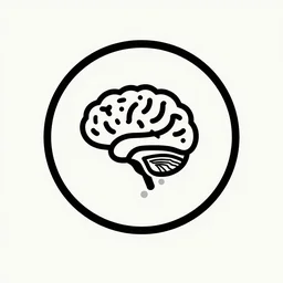 minimalist circle logo icon for a wandering mind, contained within a circled, brain funnel attention, retro psychology, victo ngai, kilian eng, lois van baarle