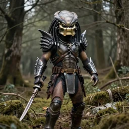 Predator from the movie Predator in the forest plains of north yorkshire, 4k, Predator Movie, dragon inspired armor
