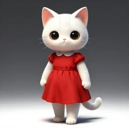 conceptual artwork of a full body of a beautiful and cute shortstack anthropomorphic female cat, in a red dress, by greg rutkowski, rossdraws, jay naylor, matte painting, high contrast, furry art, artstation, deviantart, pixiv trending