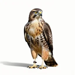 spotted hawk, photorealistic wildlife photography, full body, isolated on a pure white background, centered, entire subject in frame, sharp focus, soft studio lighting