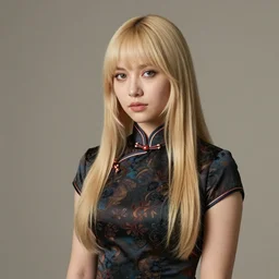 misa amane wearing qipao, blonde hair. by rembrandt, by konstantin razumov