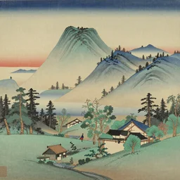 A beautiful landscape painting of the future by Sesshu Toyo and Hasegawa Tohaku and  Ogata Korin