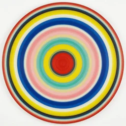 painting in the style of frank stella, concentric circles, geometric, evenly spaced, minimalist, very colorful