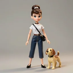 audrey hepburn cos play dog walker, stop motion vinyl action figure, plastic, toy, butcher billy style