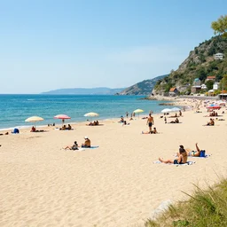 a summer day in a romanian beach, 8 k, extremely high detail, photo realistic