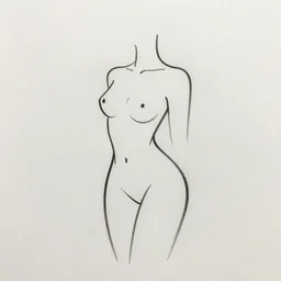 beautiful female form, minimal pen drawing, arcs, flowing lines