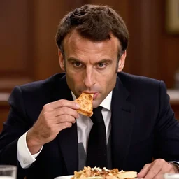 Emmanuel Macron eating humans in American Psycho (1999)