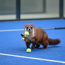 photo of a marten playing padel
